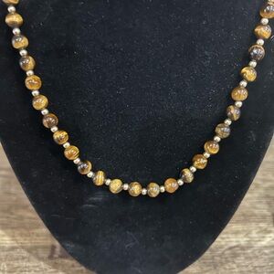 Beautiful Antique Barton and Reed Tiger’s Eye And 14 Karat Gold Filled.Necklace